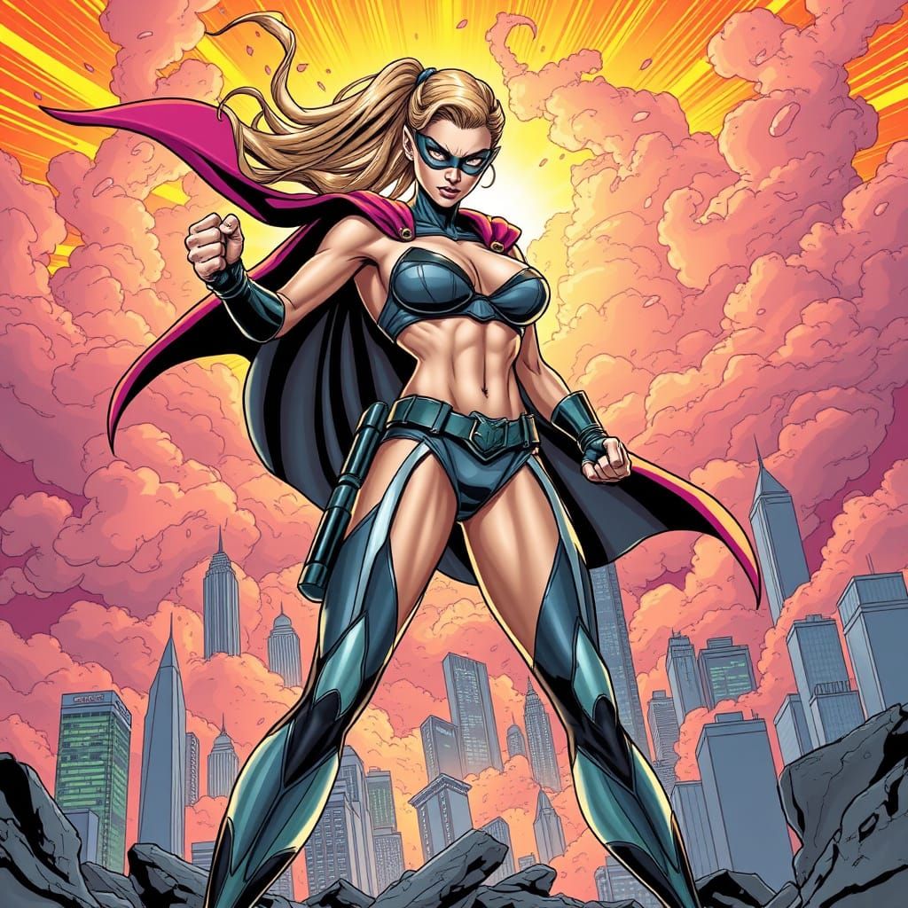 Sleek, High-Tech Heroine Saves the City in a Burst of Color