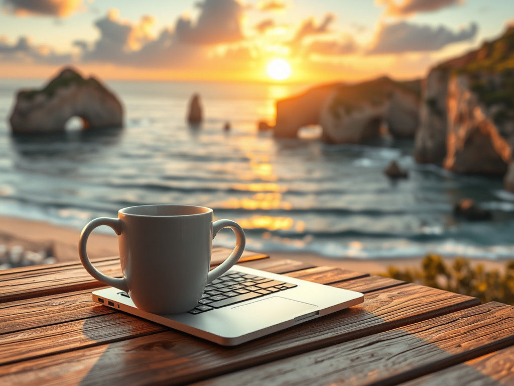 Beach Sunrise Coffee Cup in Hyperreal Detail