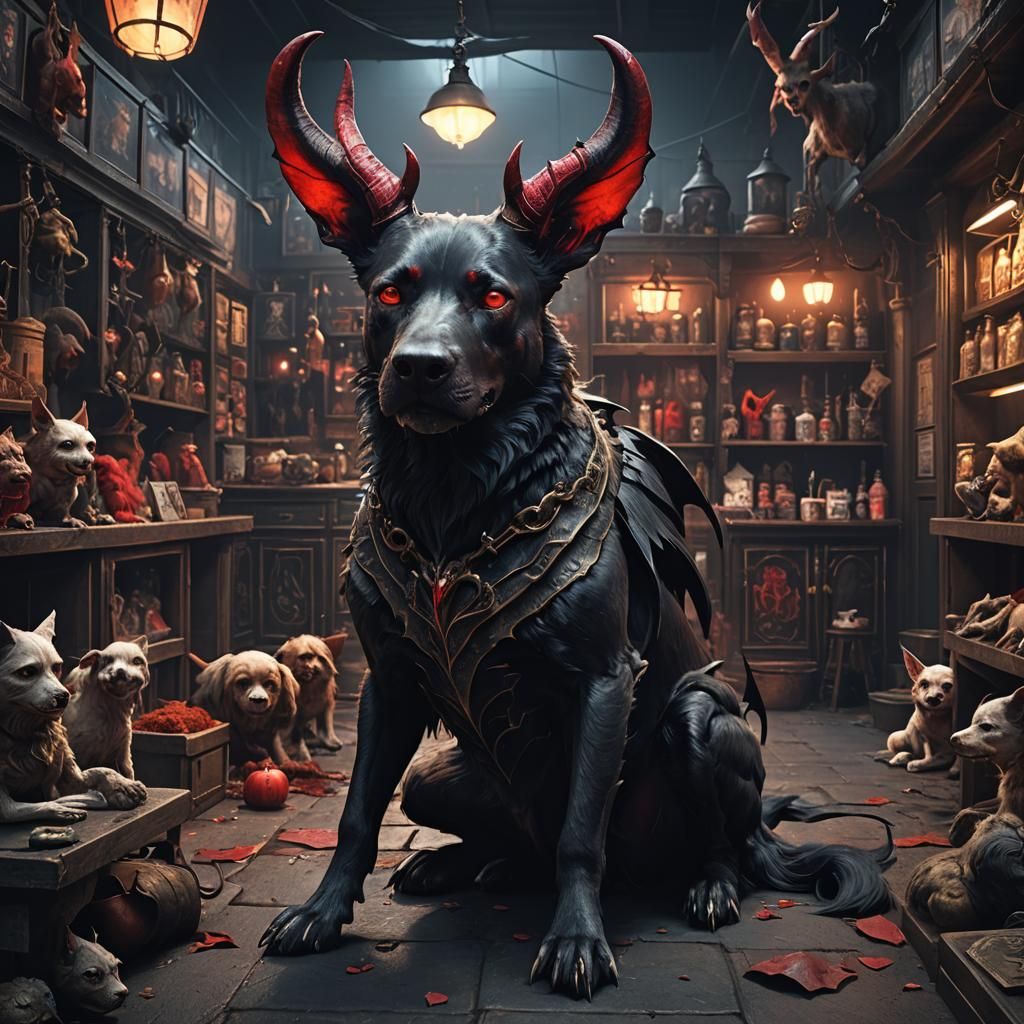 Demonic Dogs for Sale in Dark Pet Store