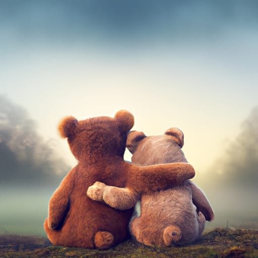 Bears Hugging: A Realistic Magical Friendship Photo