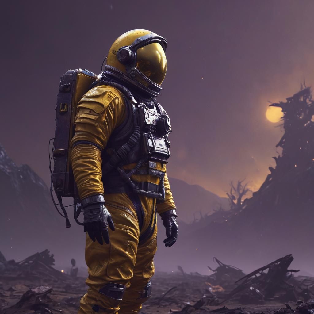 Astronaut in a Haunting Post-Apocalyptic Landscape