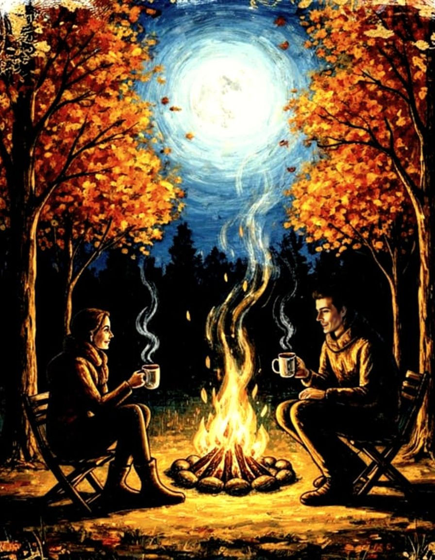 Cozy Autumn Date Night Bonfire Scene