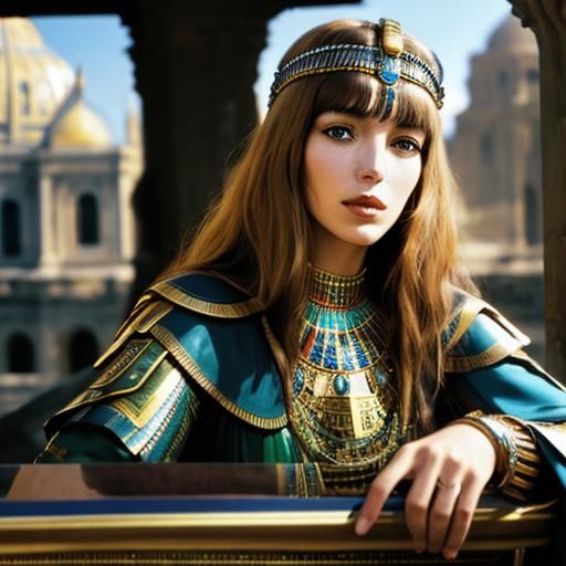 Cleopatra Portrait in Tiffany Glass Style