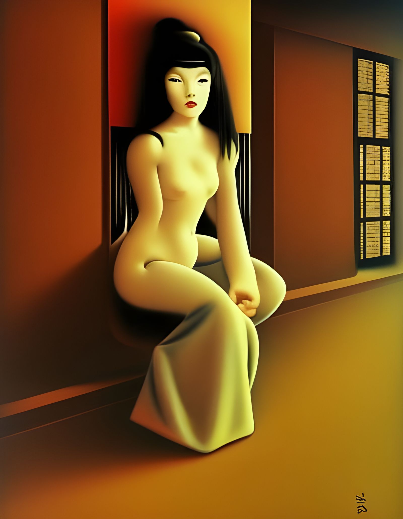 Surreal Ninja Art in Retro Symbolist Style