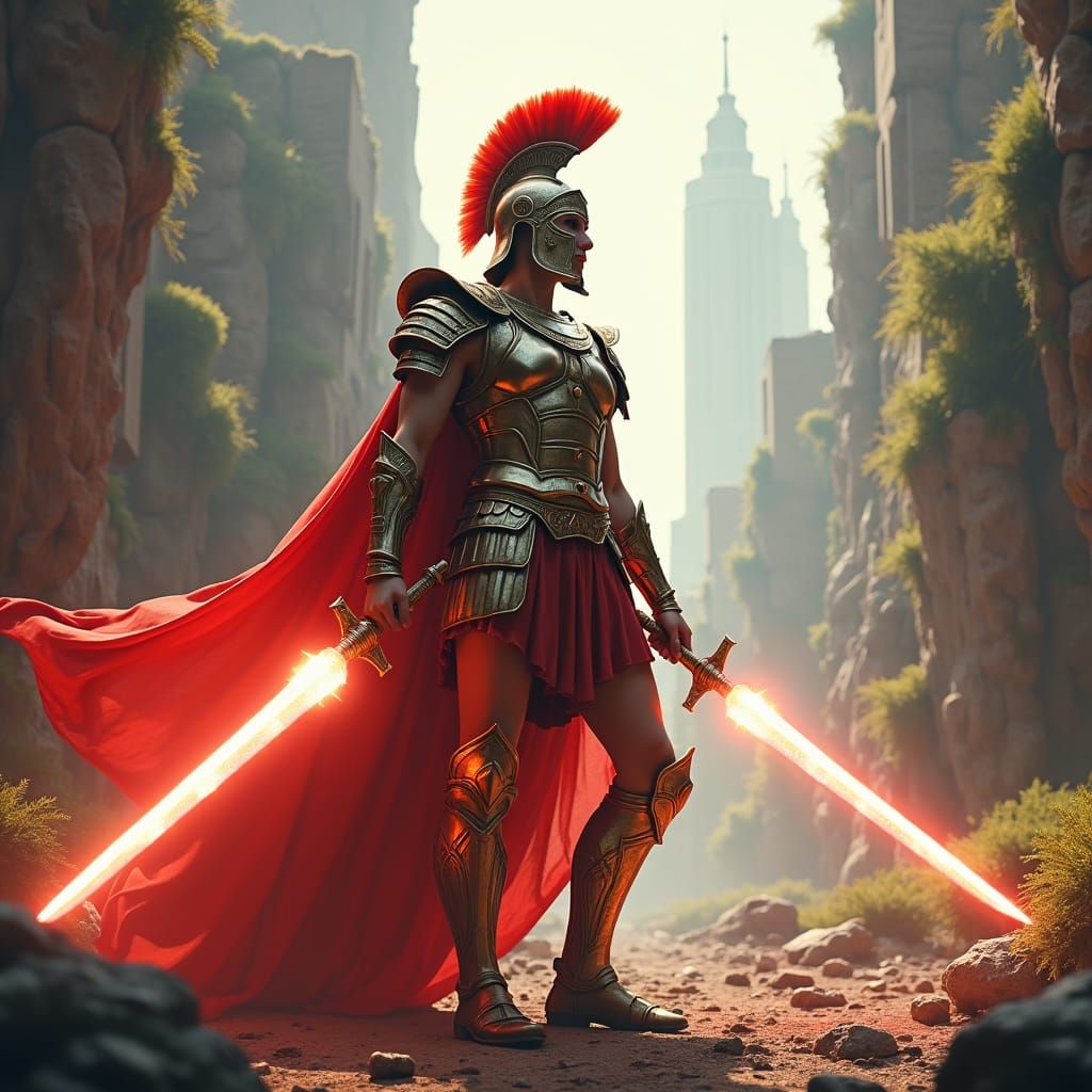 Sci-Fi Roman Legionnaire in Ruined City