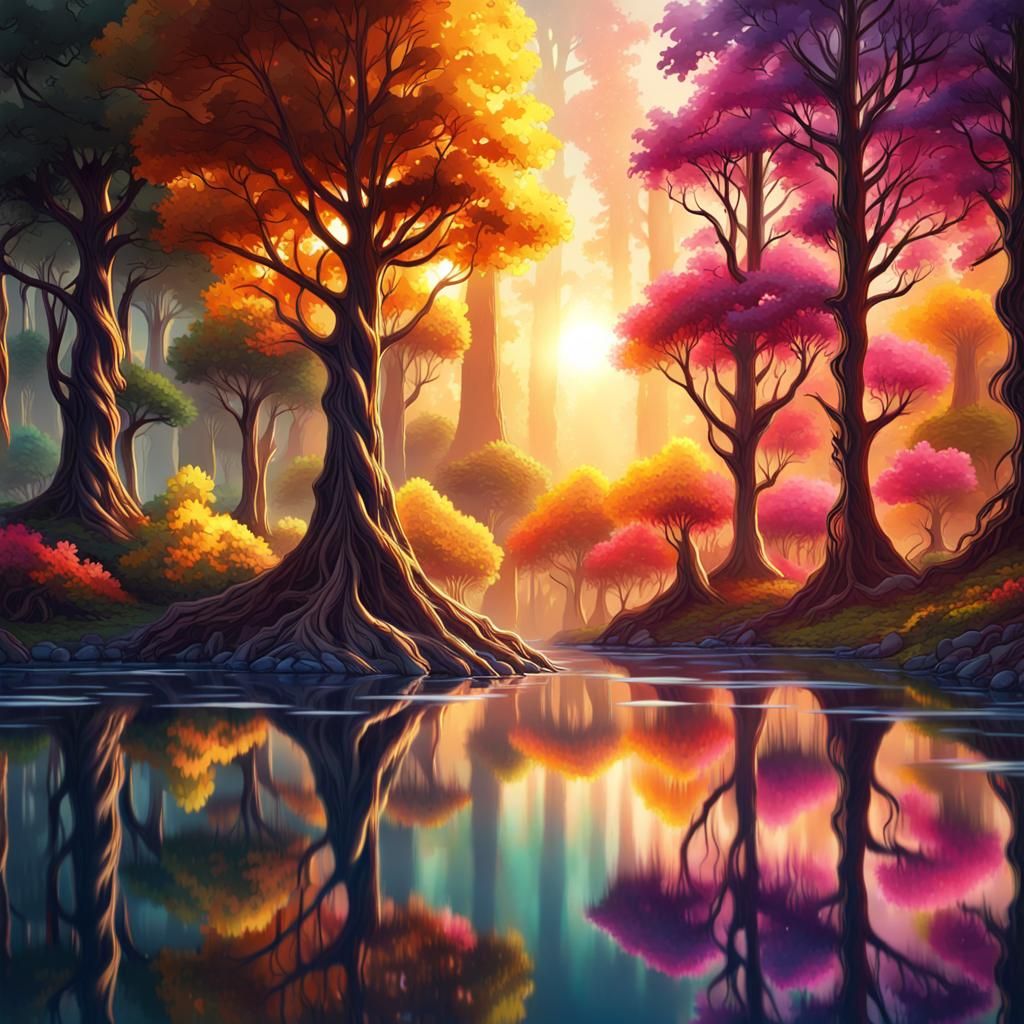 Glowing Forest Illustration in Detailed Matte Painting