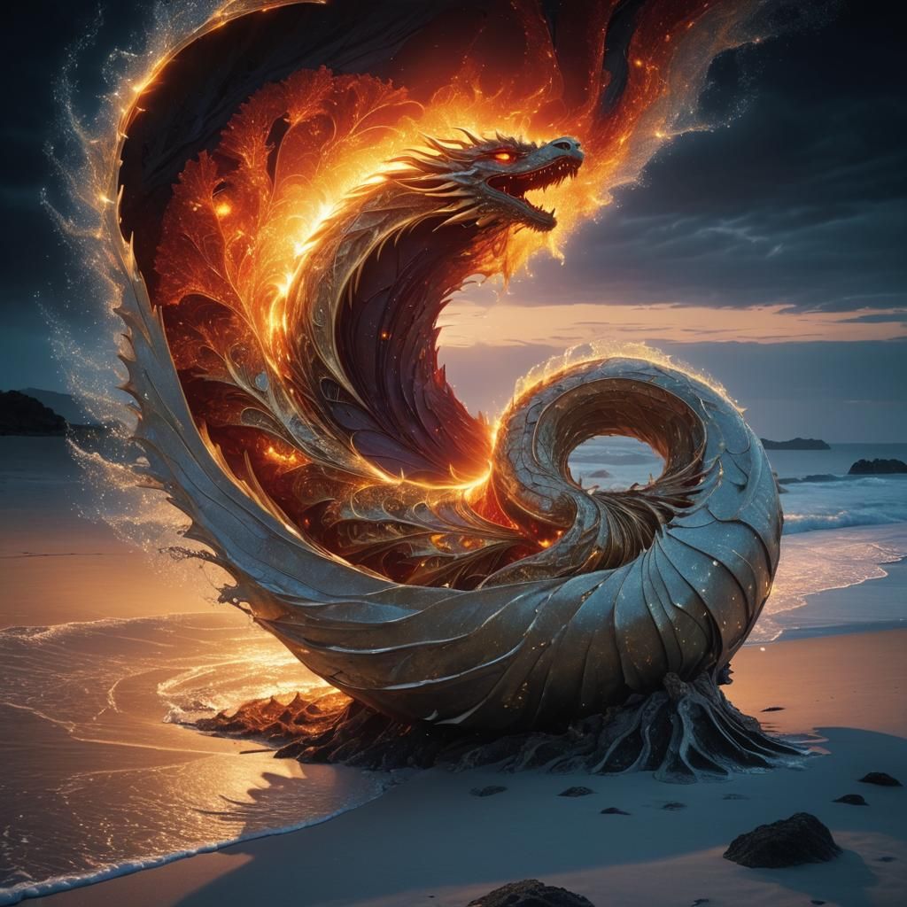 Golden Sun Dress on a Dragon Beach