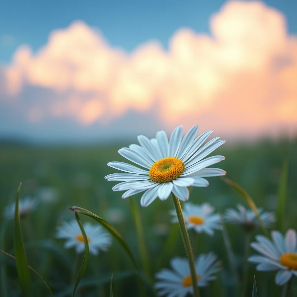 Dreamlike Daisy in a Lush Green Field