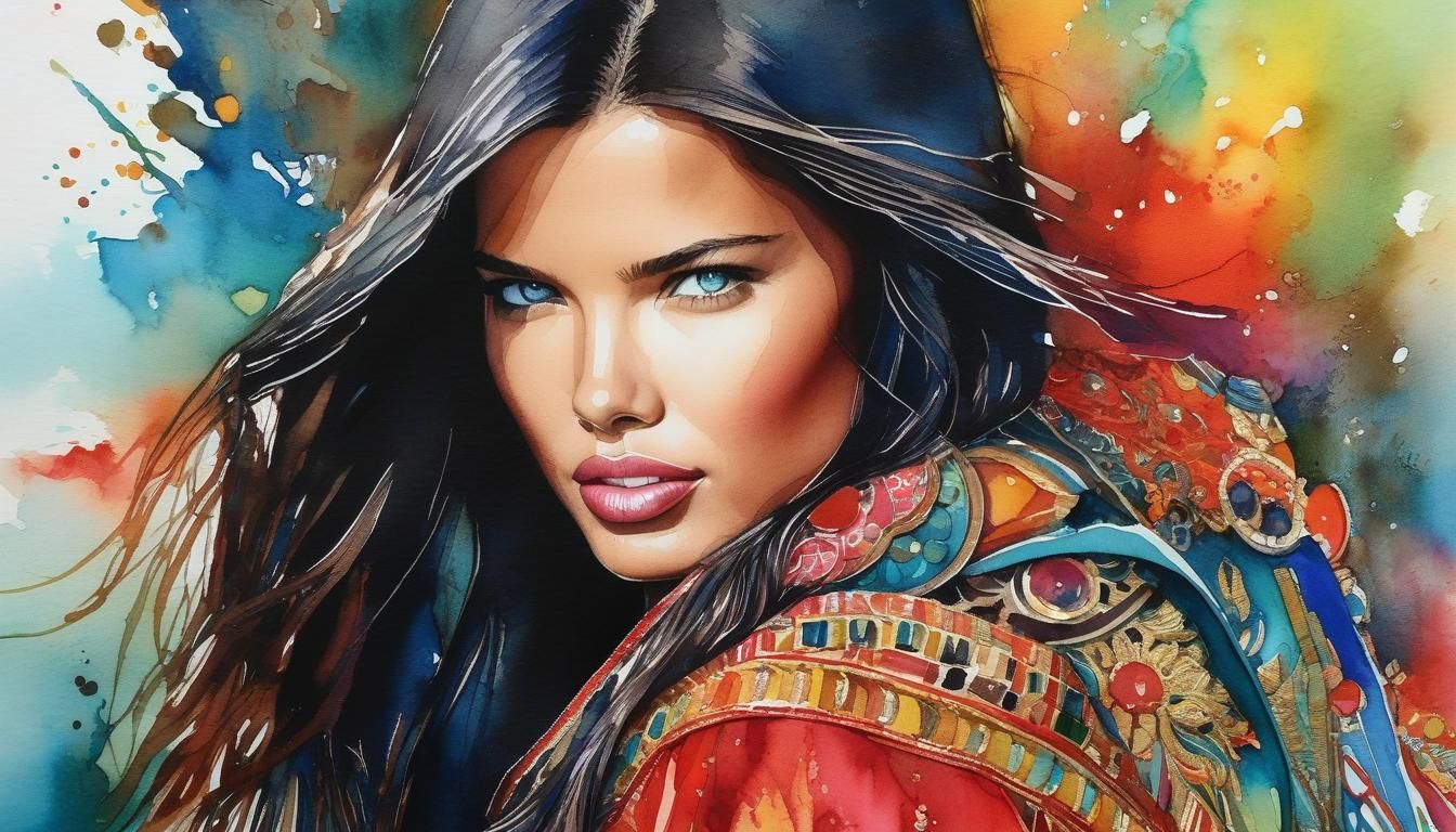 Vibrant Watercolor Portrait of a Woman