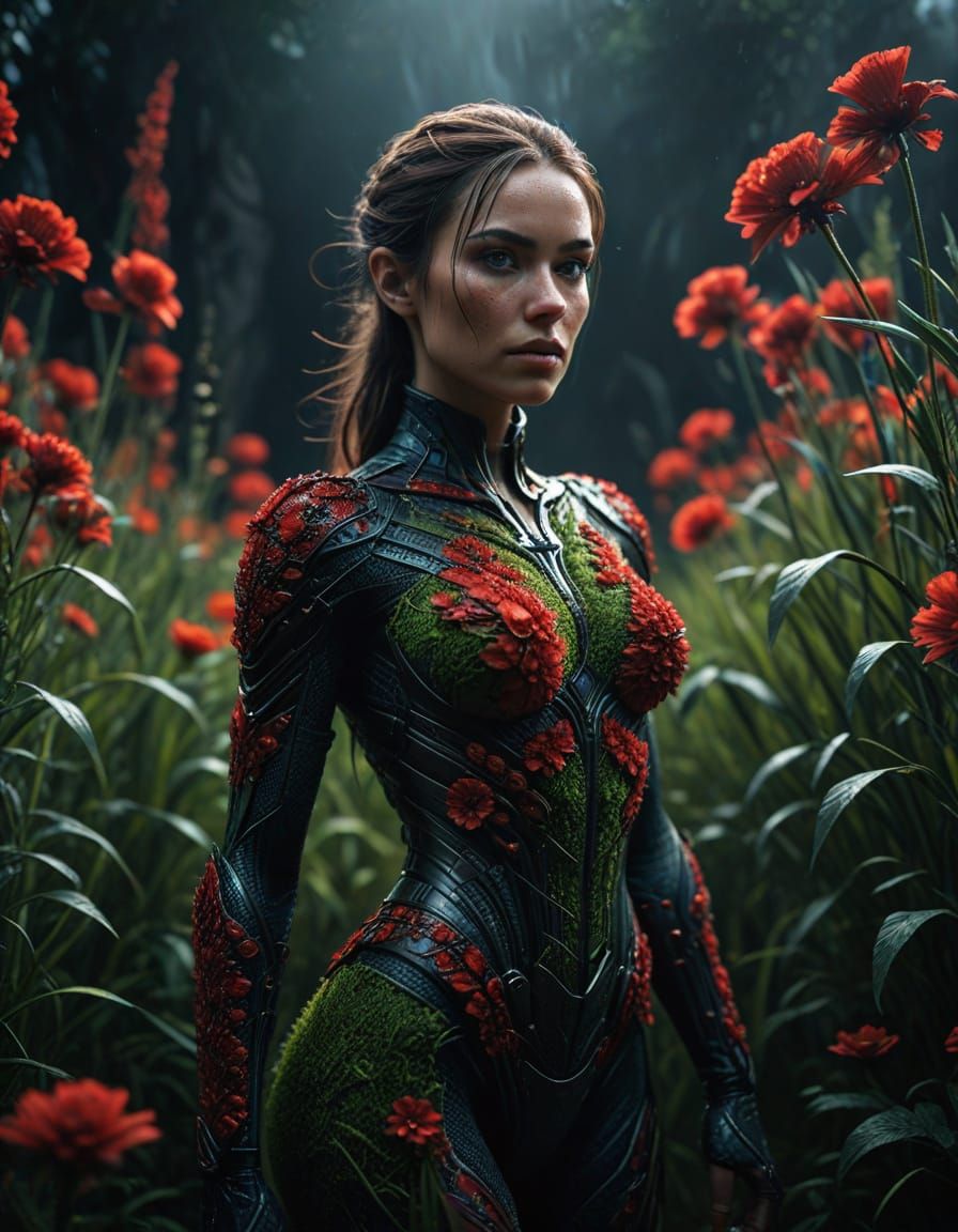 Vibrant Grass Goddess in Hyper-Realistic 3D