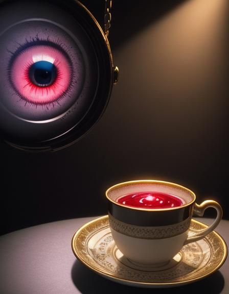 Eerie Eyeball Suspended in Jelly Teacup