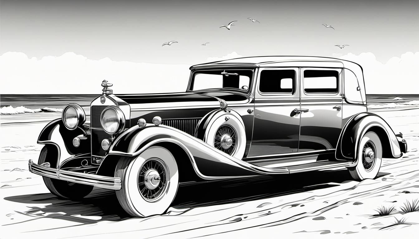 1930s Six-Wheeled Luxury Car Sketch