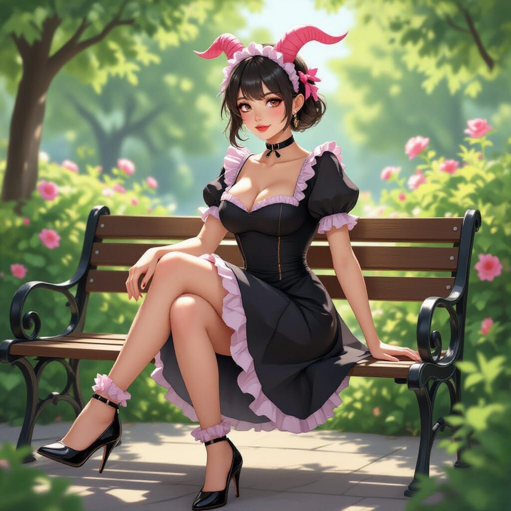 Goatfolk Maid Taking Off Her High Heels