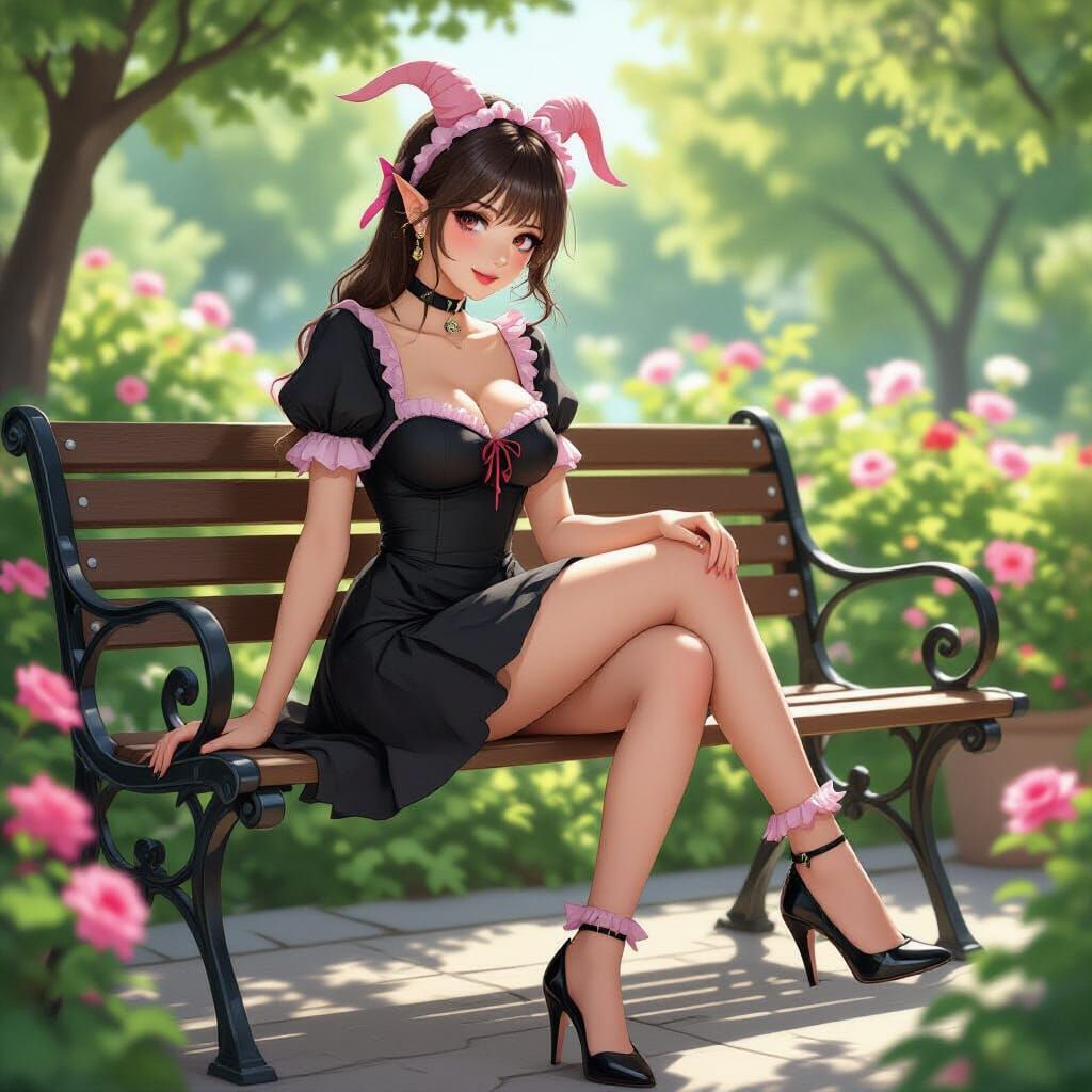 Goatfolk Maid Taking Off Her High Heels