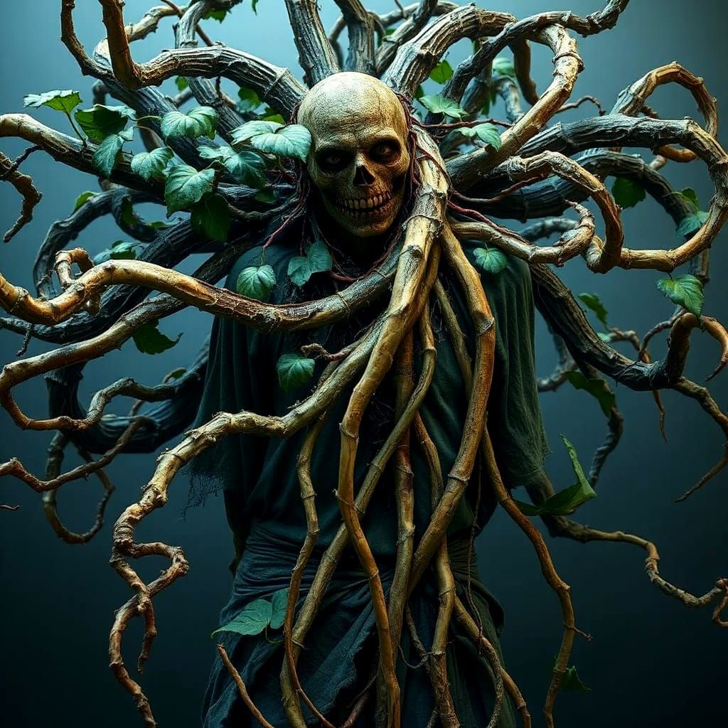 Ivy Plant Draining Life from Drought Victim