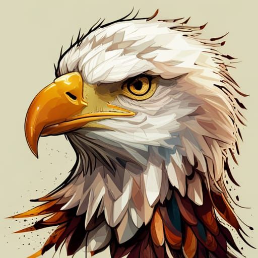 Majestic Bald Eagle Portrait with Golden Outlines