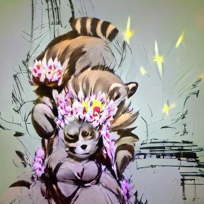 Tanooki Flower Goddess: Mystical Floral Art