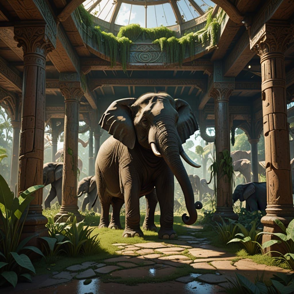 Psychedelic Elephant Stables: Interior Concept Art