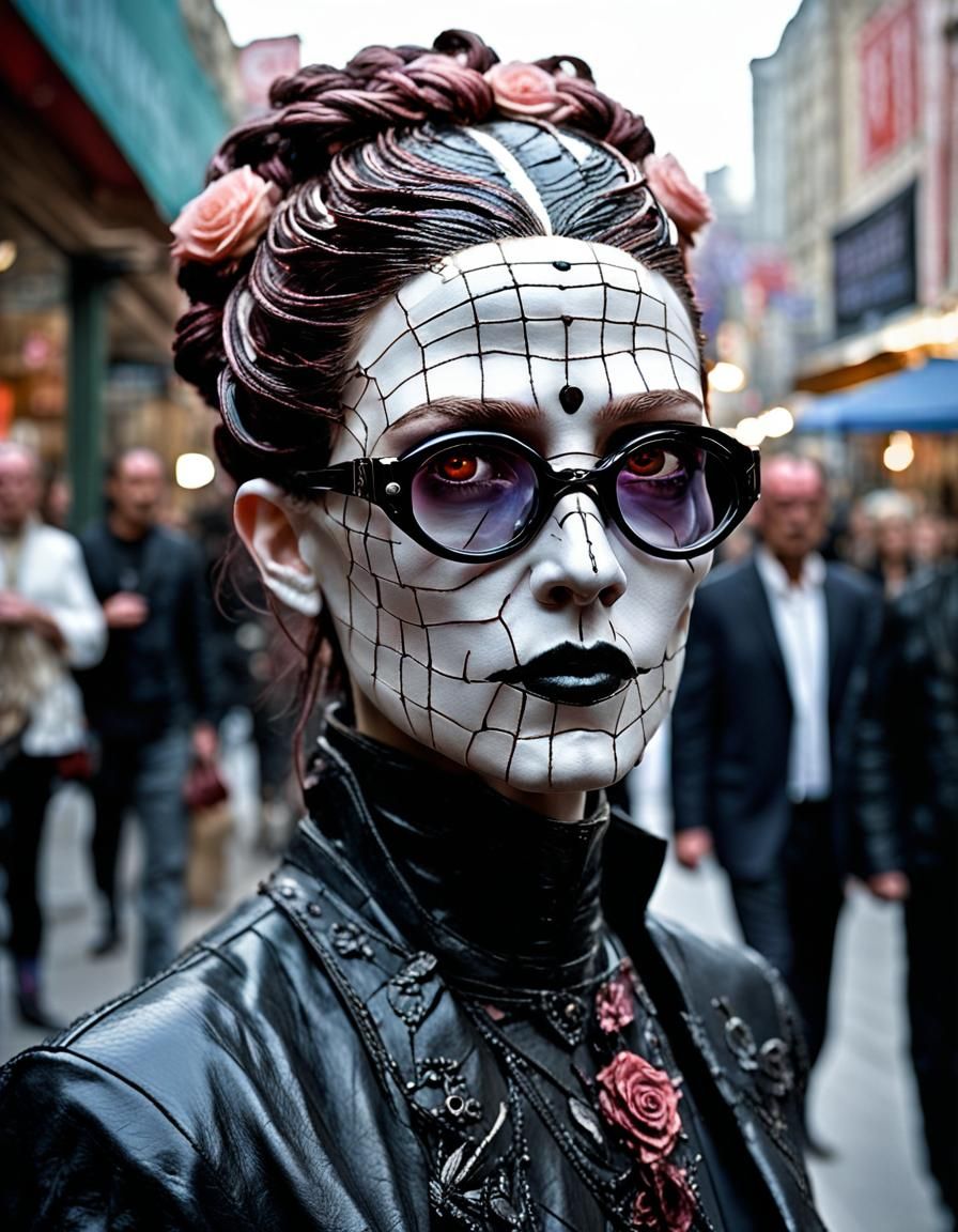 Alabaster Cenobite in Bohemian District: 3D Digital Art