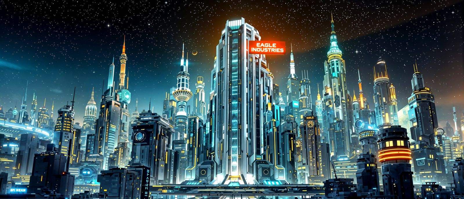 Futuristic Cyberpunk Cityscape with Neon Skyline