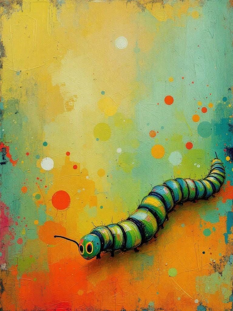 Impasto Painting of an Excited Caterpillar