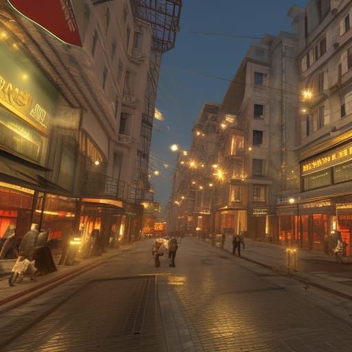 Taksim Street Scene in 3D Game Style