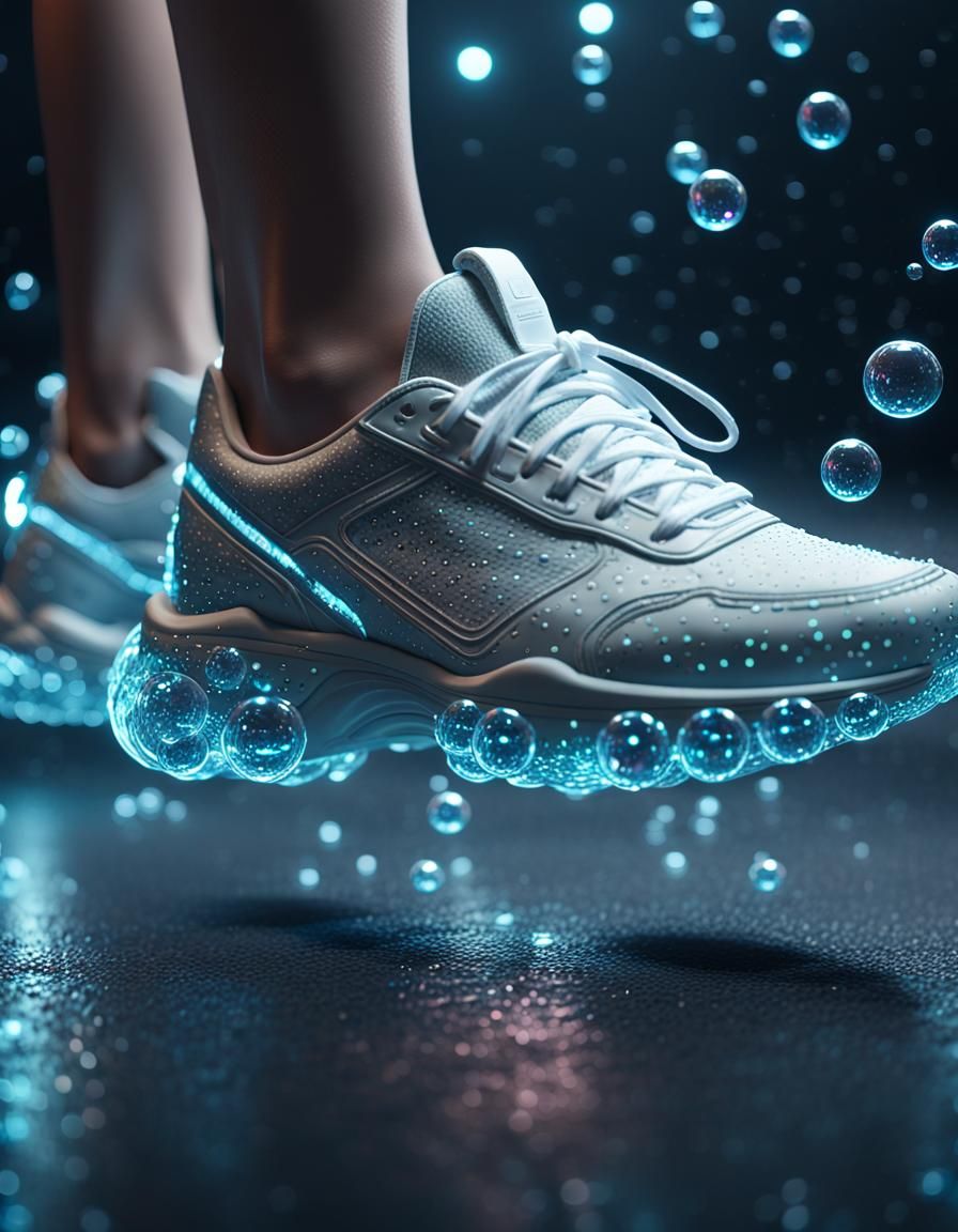Bioluminescent Sneakers in Surreal 3D Render