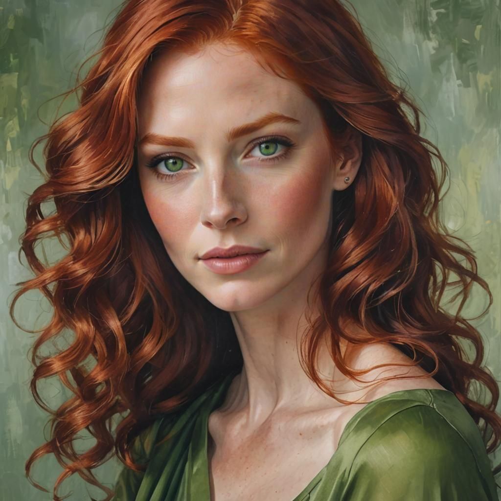 Portrait of a Beautiful Woman with Red Hair