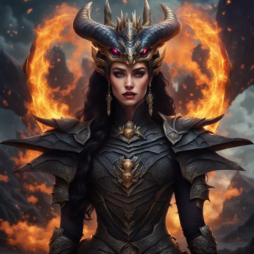 Majestic Queen of Dragons in Fantasy Art