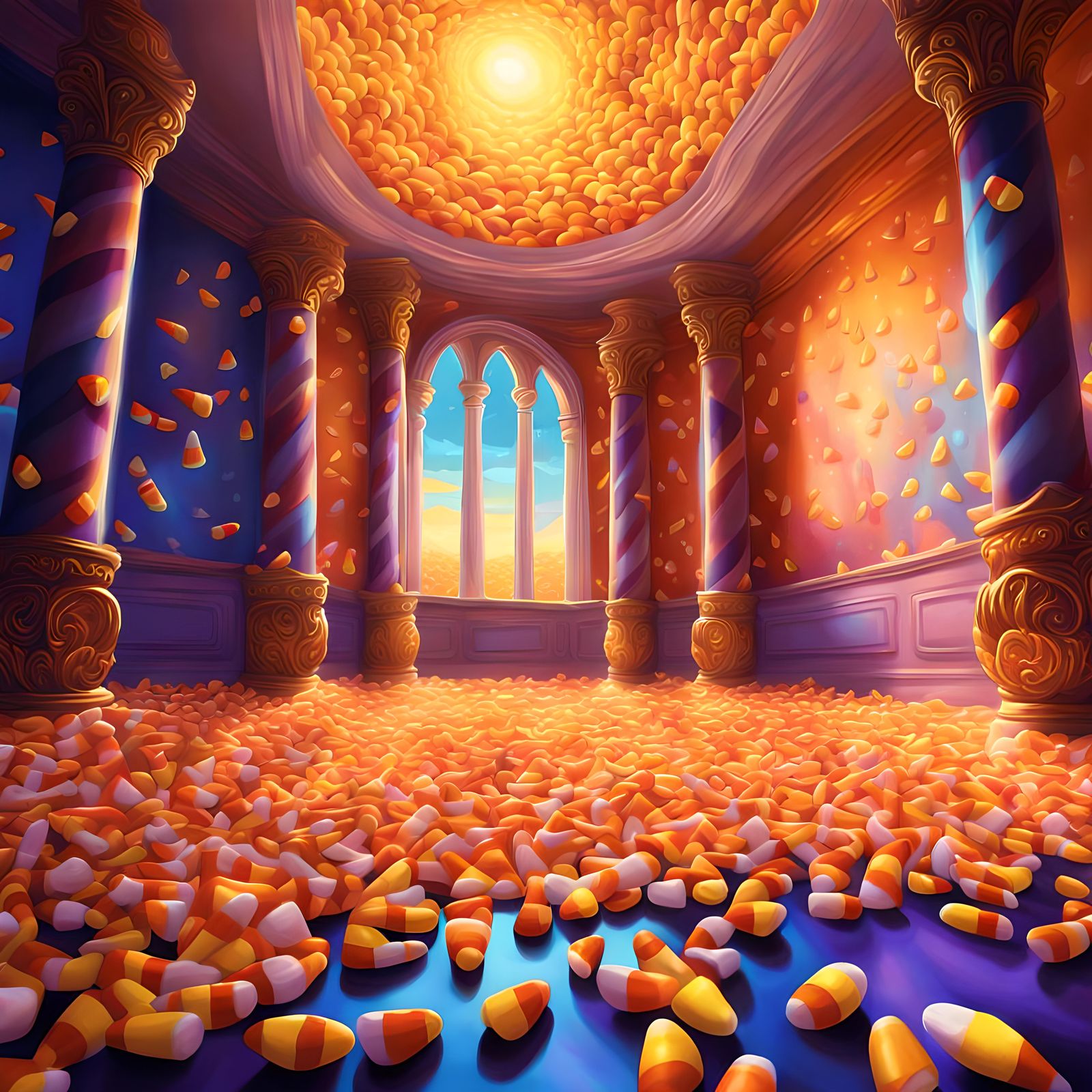Candy Corn Wallpaper in Detailed Matte Painting