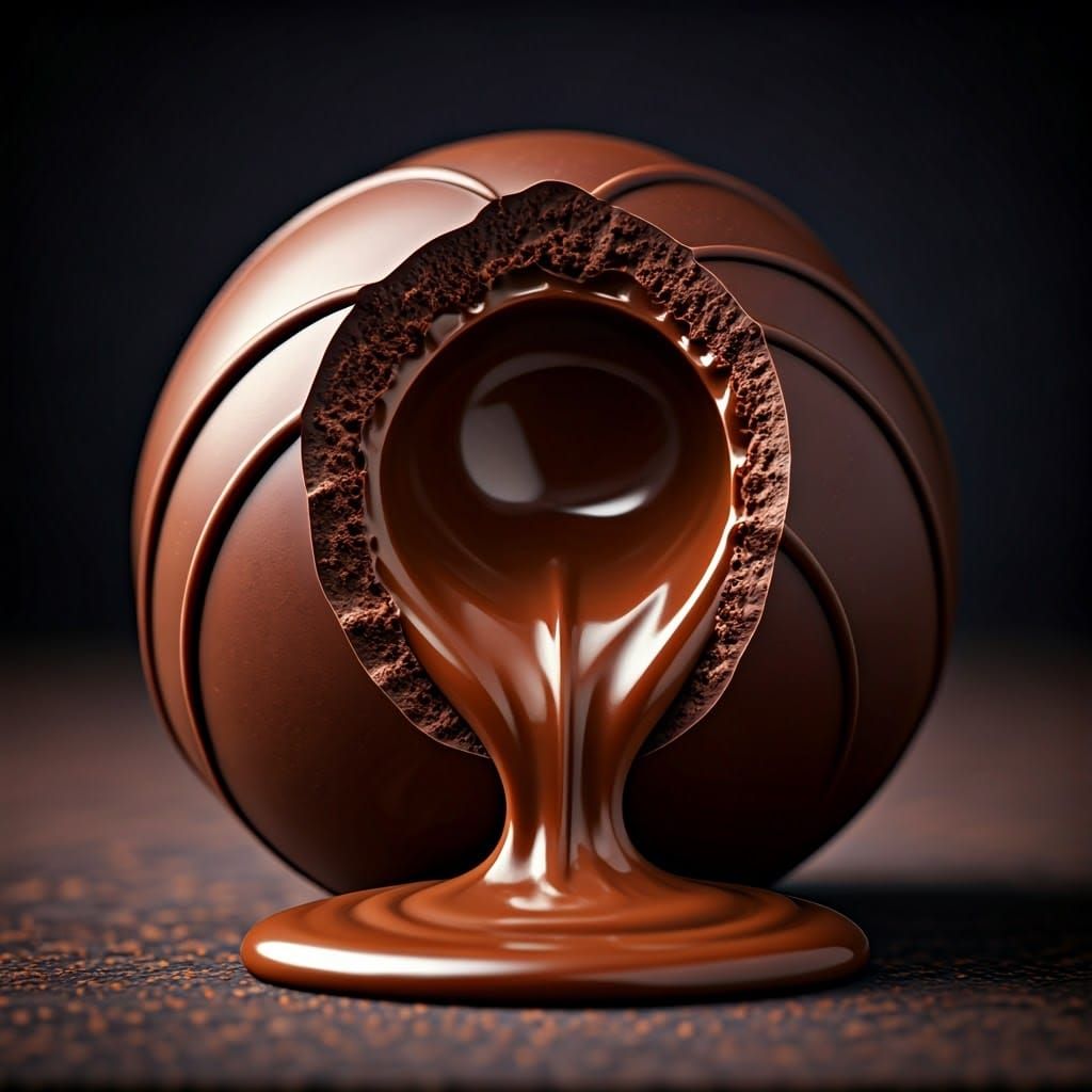 Hyperrealistic Chocolate Truffle Still Life