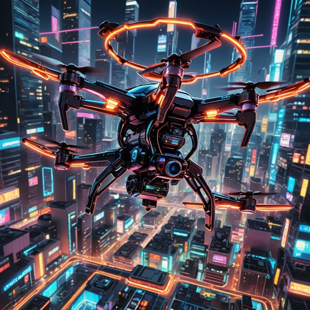 Neon Drone Pilot in Manga Style