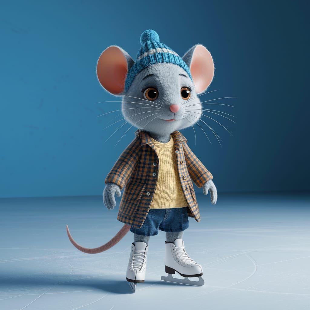 Shy Mouse at Ice Skating Event