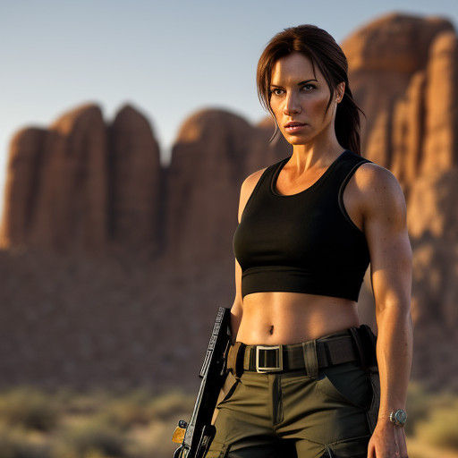 Epic Desert Adventure - Action Heroine in Cinematic Lighting