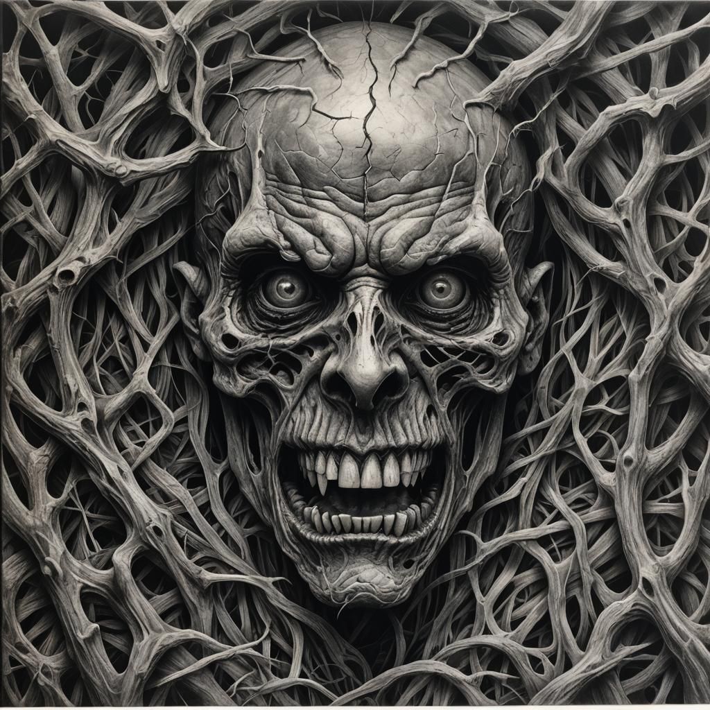 Hyperdetailed Charcoal Drawing Evokes Fear
