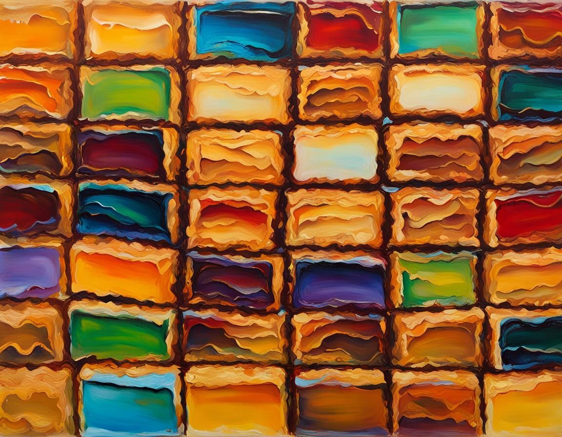 Colorful Layered Baklava Cake in Expressionist Style