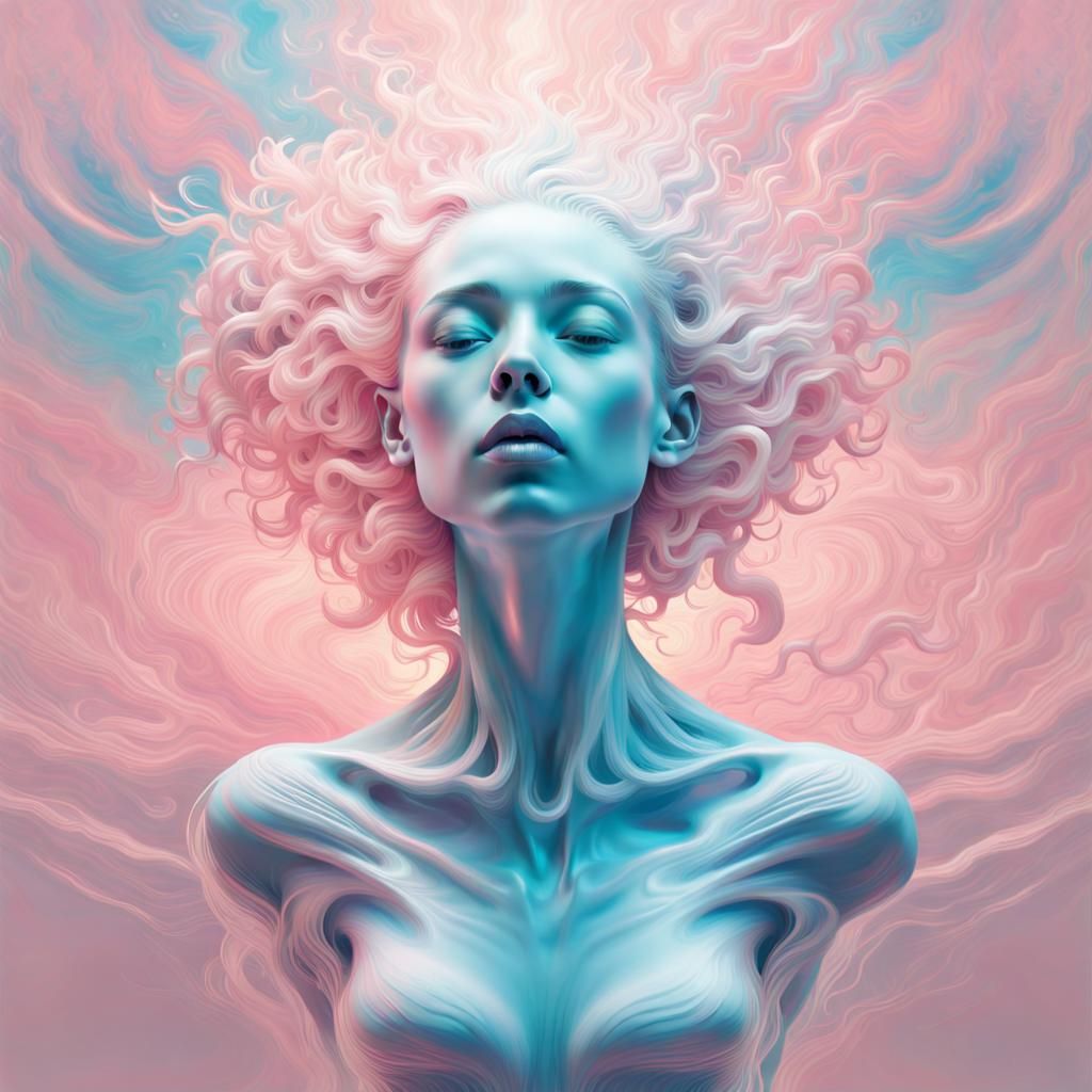 Androgynous Cosmic Dance in Pastel Colors