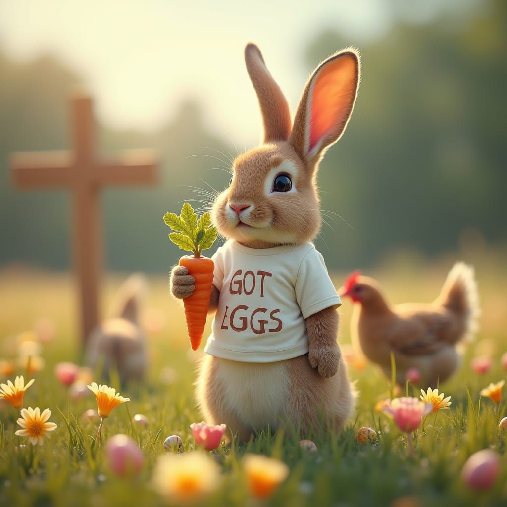 Vibrant Easter Bunny in a Sunny Field