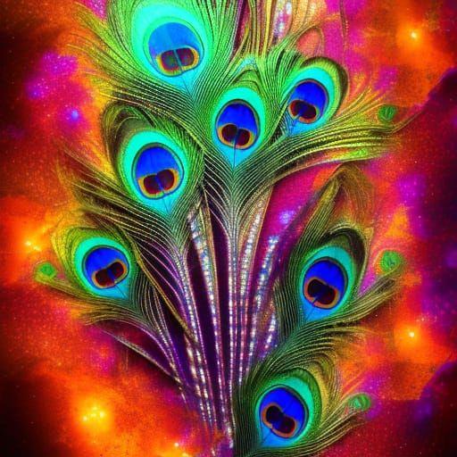 Holographic Cosmic Peacock Illustration in 8k