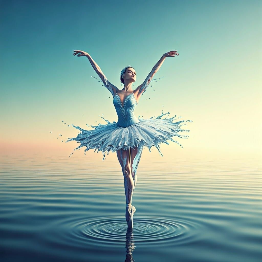 Ethereal Water Ballerina in Soft Pastel Hues