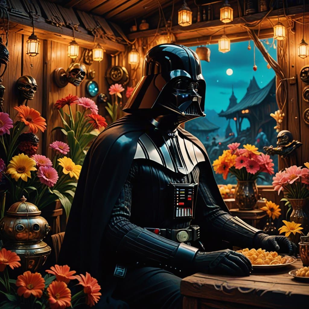 Darth Vader became a ladyboy who lives in a wooden hut waiting for his romantic night out with Jabba The Hut.