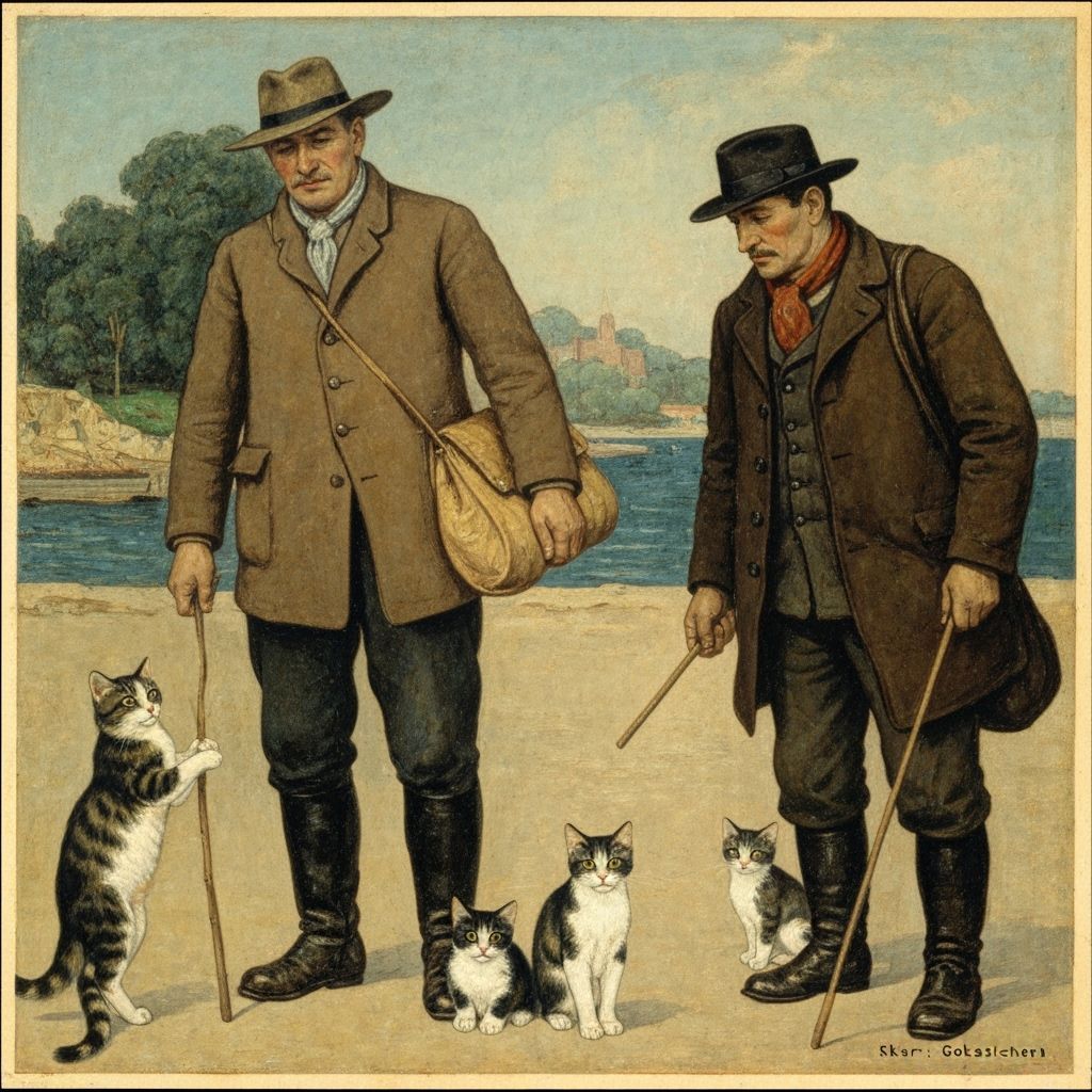 Stray Cats as Fishermen in Expressive Style