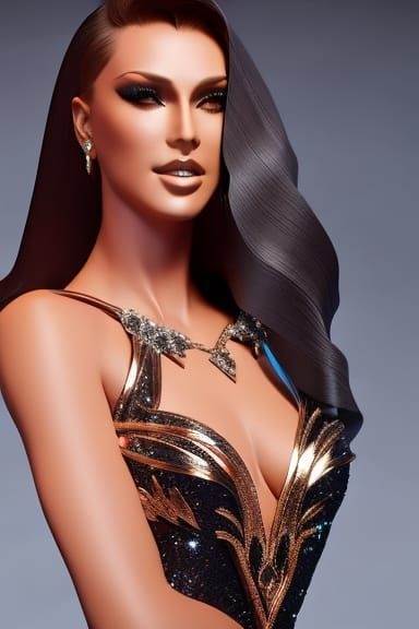 A stunning brunette has decided on her party outfit