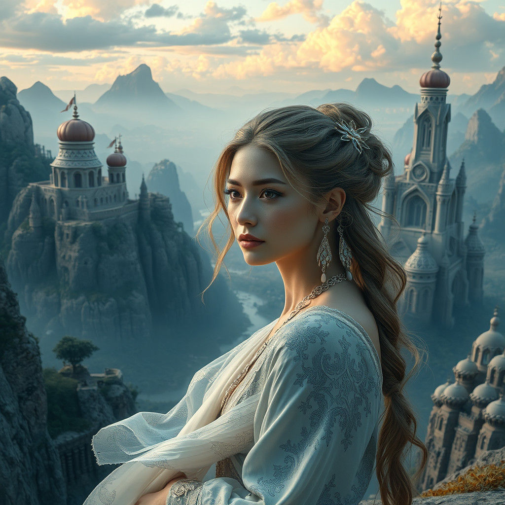 Ethereal Woman in a Fantasy Landscape