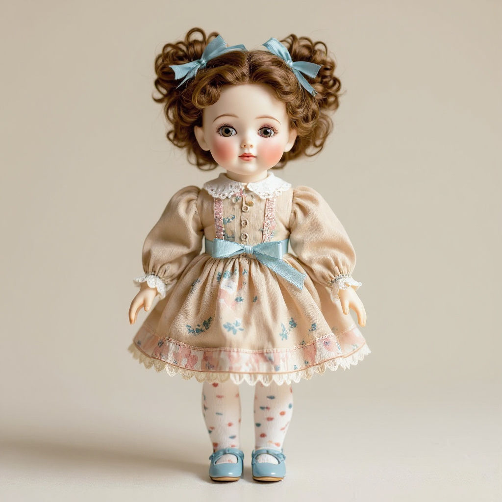 Porcelain Doll with Buns in Digital Art Style