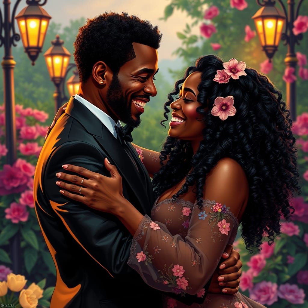 Passionate Tango Dance in a Flower Garden