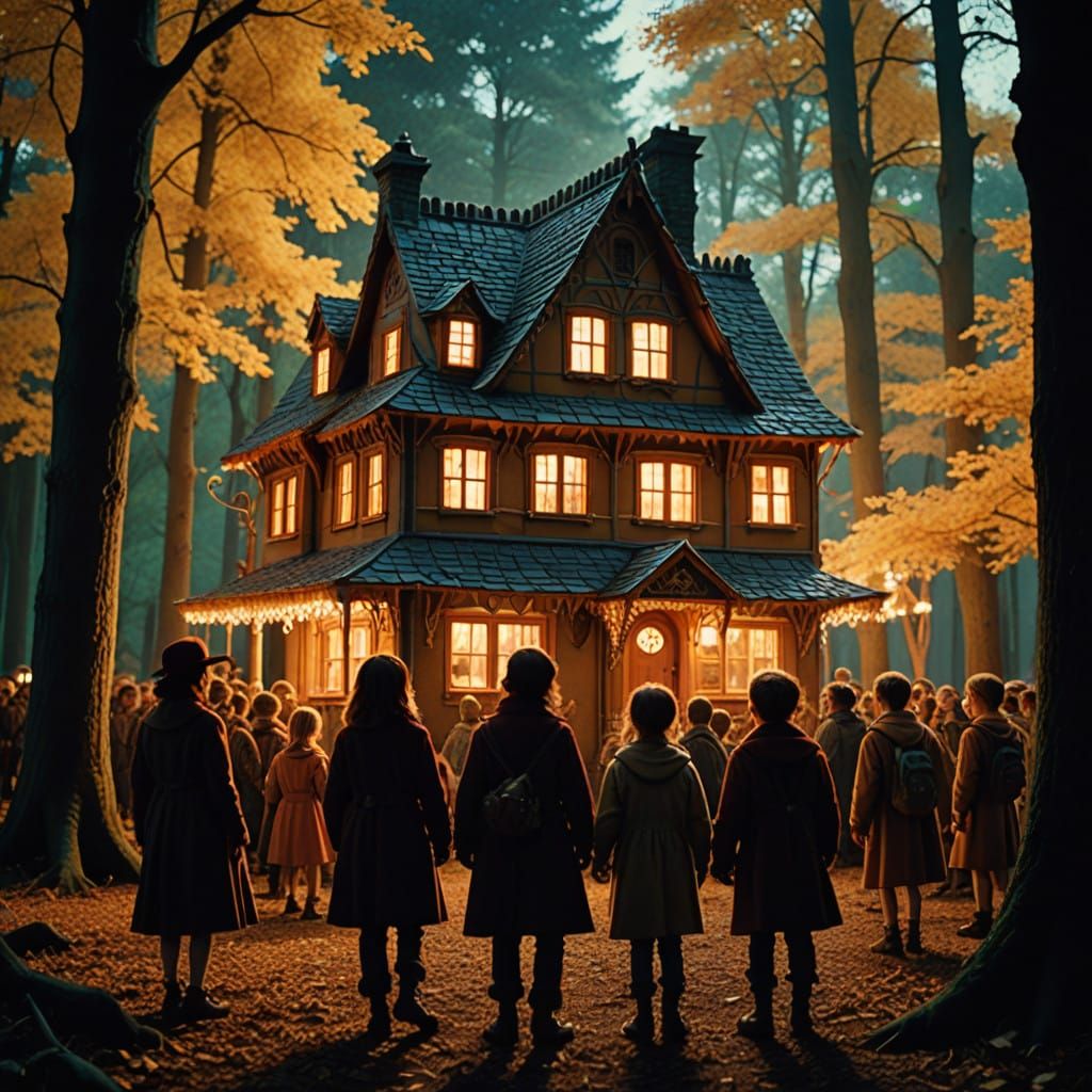 Whimsical Fairytale Scene in Warm, Golden Light