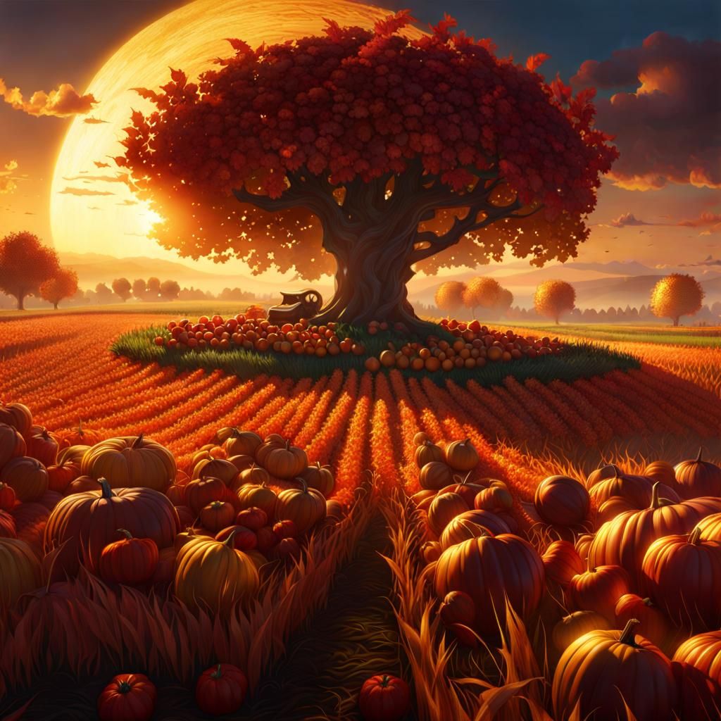 Bountiful Autumn Harvest at Golden Hour