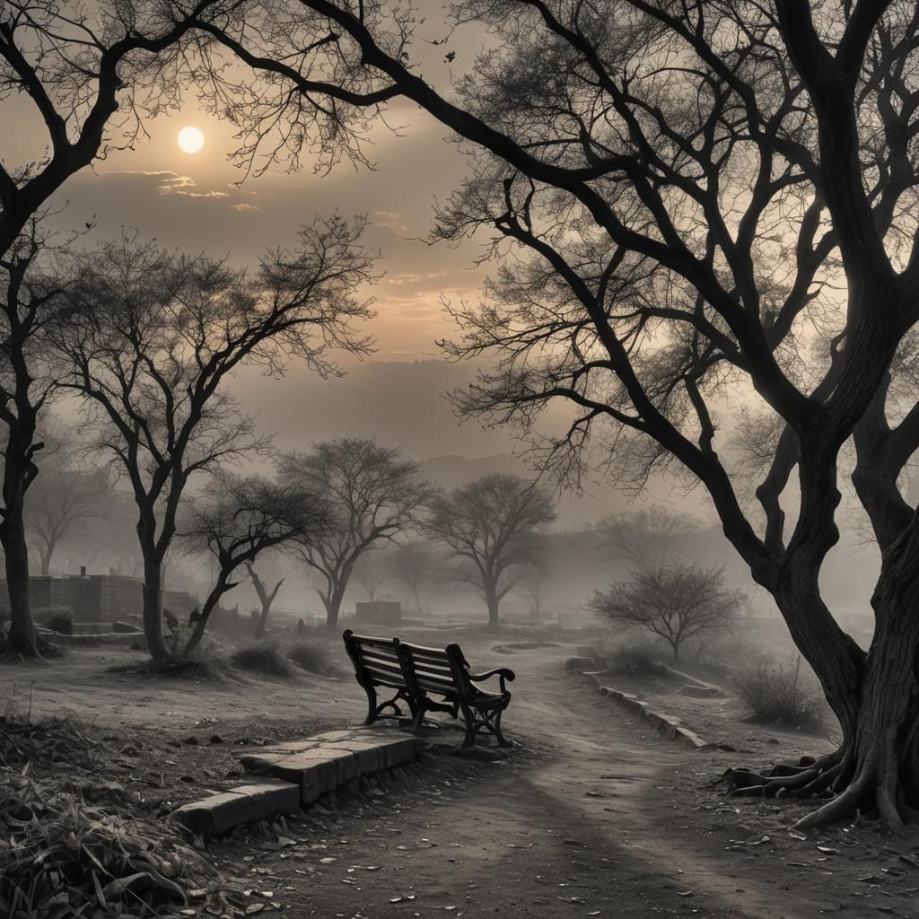 Atmospheric Dawn Scene with Longing and Memories