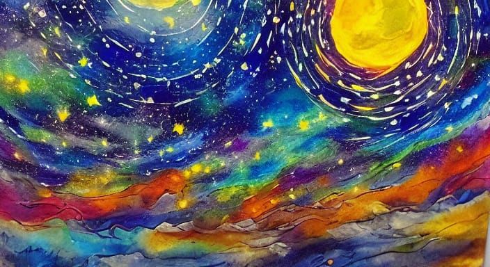 Cosmic Whispers at Dusk in Impasto Textured Cosmic Style